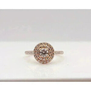 Tiffany & Co 18kt Rose Gold Soleste Diamond Halo Engagement Ring Size 4.5